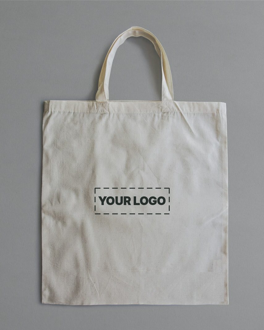 Cotton tote bag with a sample logo printed on the front